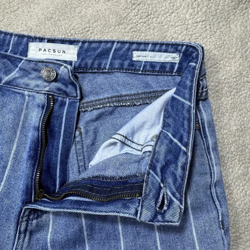 Pacsun Mom Jeans Womens 27 High Rise Pinstripe Relaxed‎ Fit Denim Pants